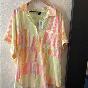 Torrid Pastel Striped Button-Up Shirt